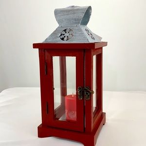 Small Red Wooden Christmas Lantern